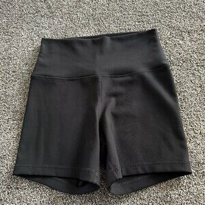 90 Degree by Reflex Biker Shorts Womens M Black Ribbed High Waist